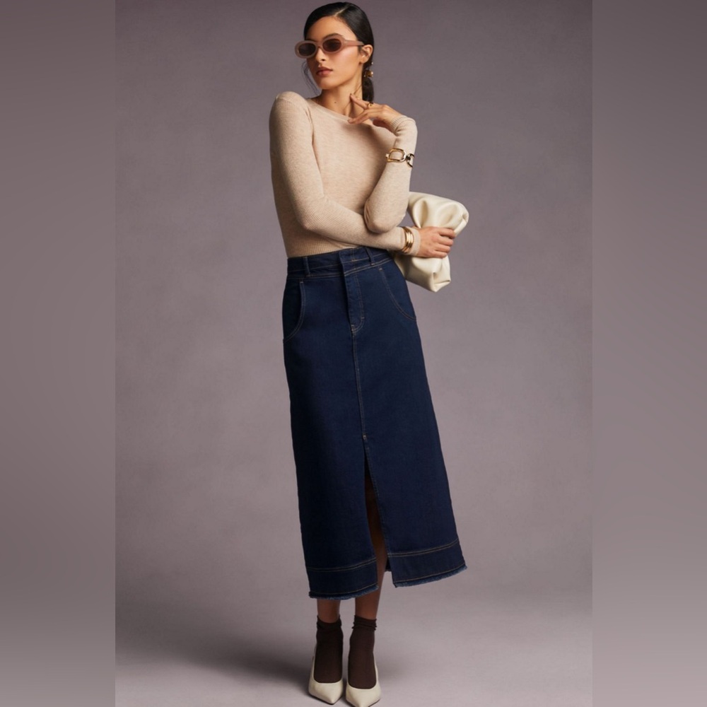 Anthropologie Pilcro Slit Front Denim Skirt